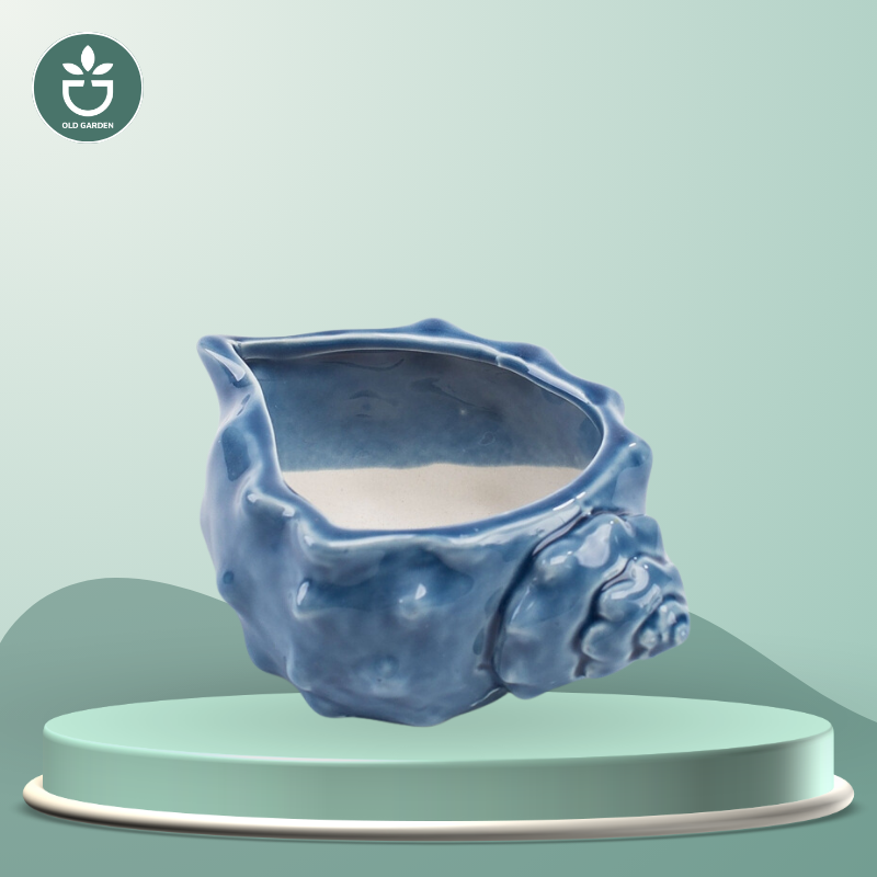 European Style Cute Flowerpot Pocelain Blue Fish Flower