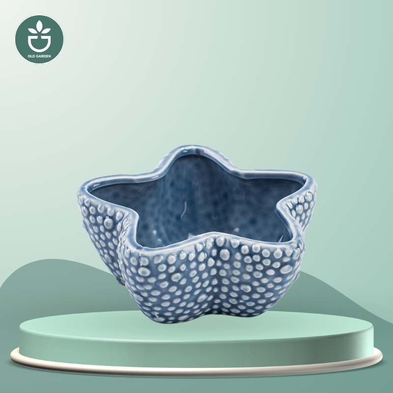 European Style Cute Flowerpot Pocelain Blue Fish Flower