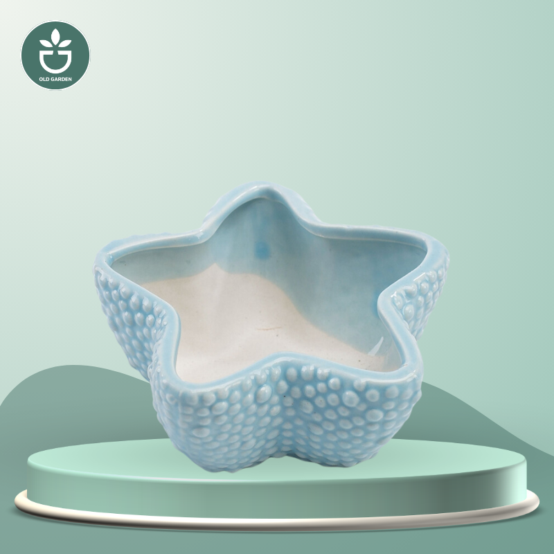 European Style Cute Flowerpot Pocelain Blue Fish Flower