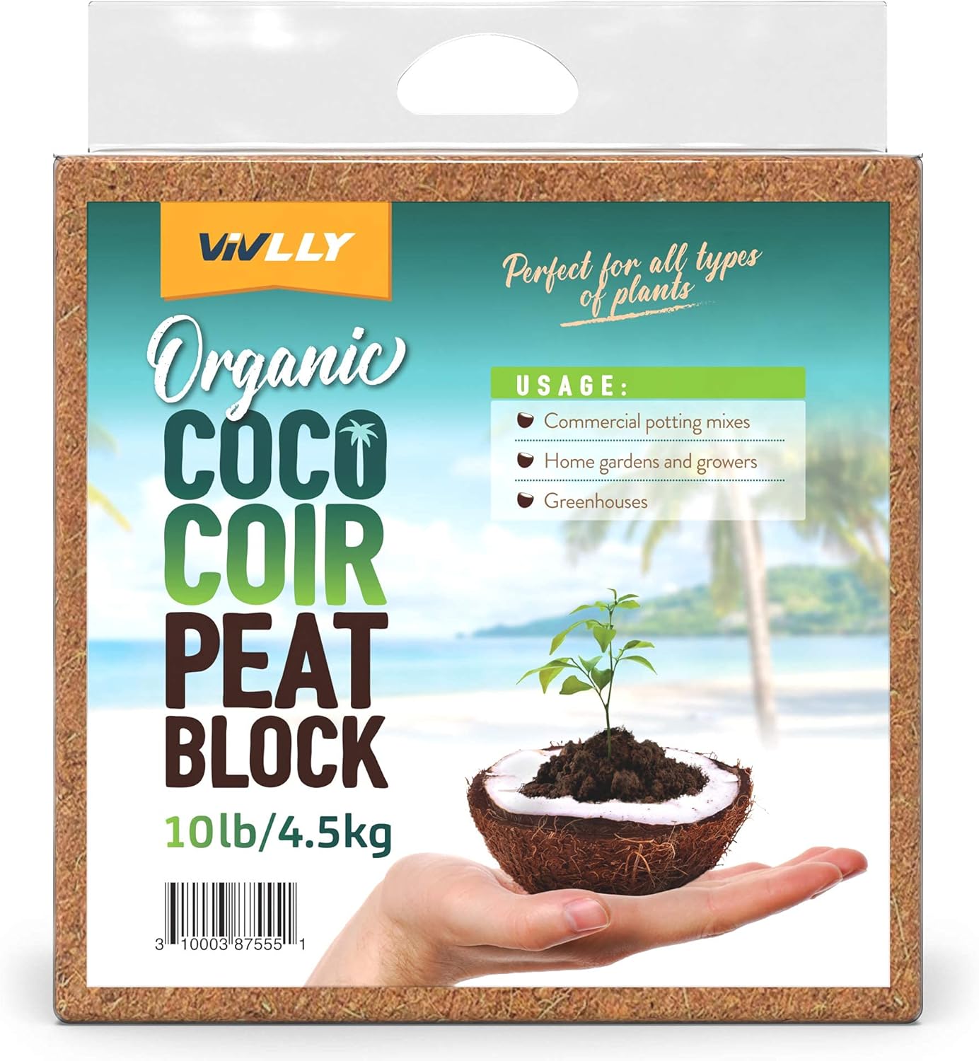 potting mix coco peat Vivlly Coco Coir Block 10 lb Coconut Soil Organic Natural Seed Starter