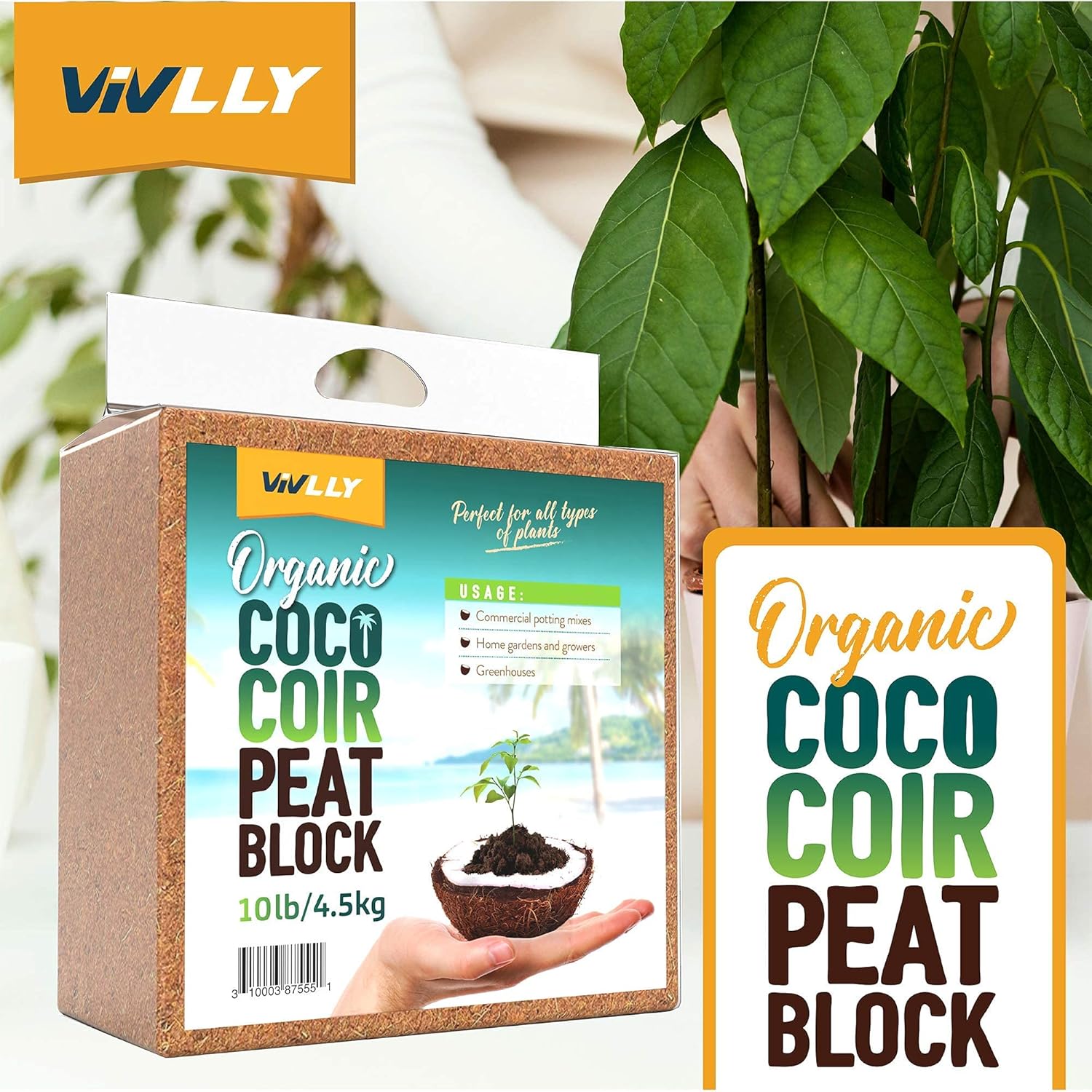 Organic Coco Coir Peat Block 10lb