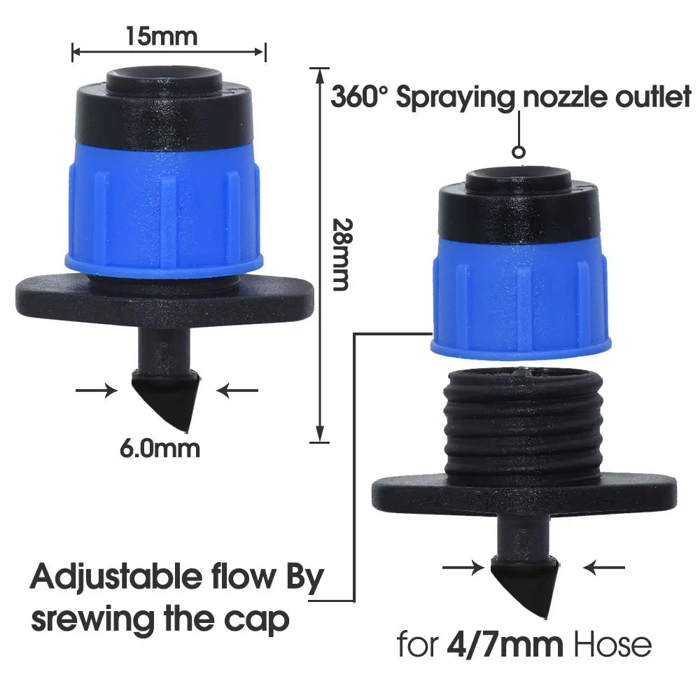 20PCS 0-80L 360° Vortex Rotating Nozzles