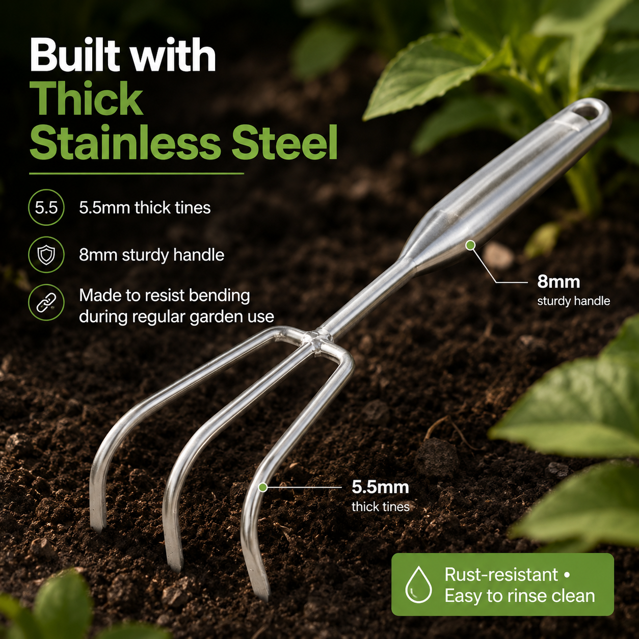 OldGarden Stainless Steel Hand Rake Set