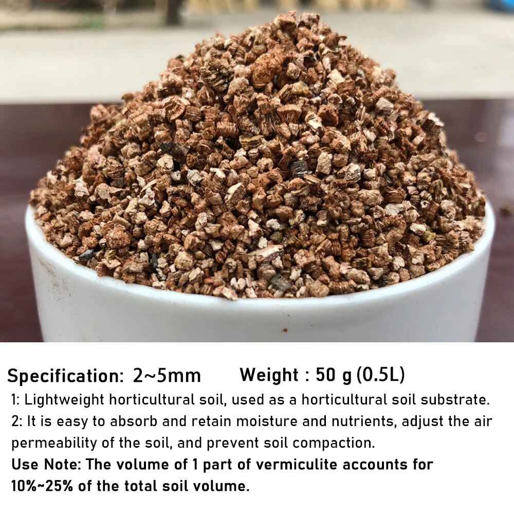 2~5mm 50g 0.5L Vermiculite Light lNutrient Soil Plant Nursery Breathable Loose Land Substrate
