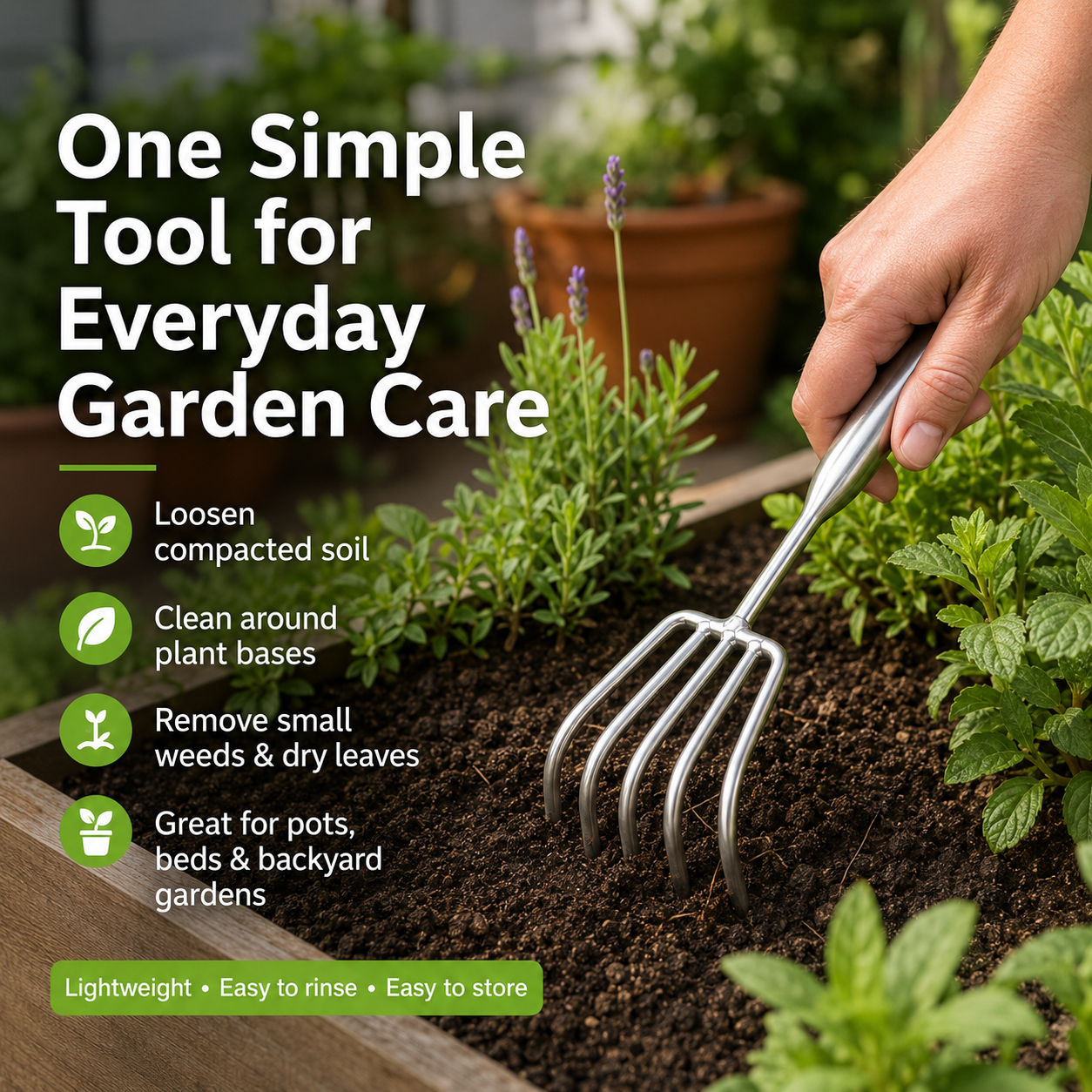 OldGarden Stainless Steel Hand Rake Set