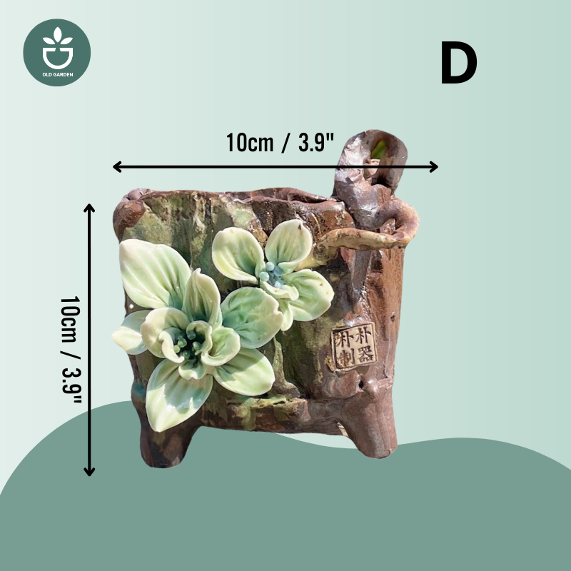 Retro succulent pot with Flower pattern