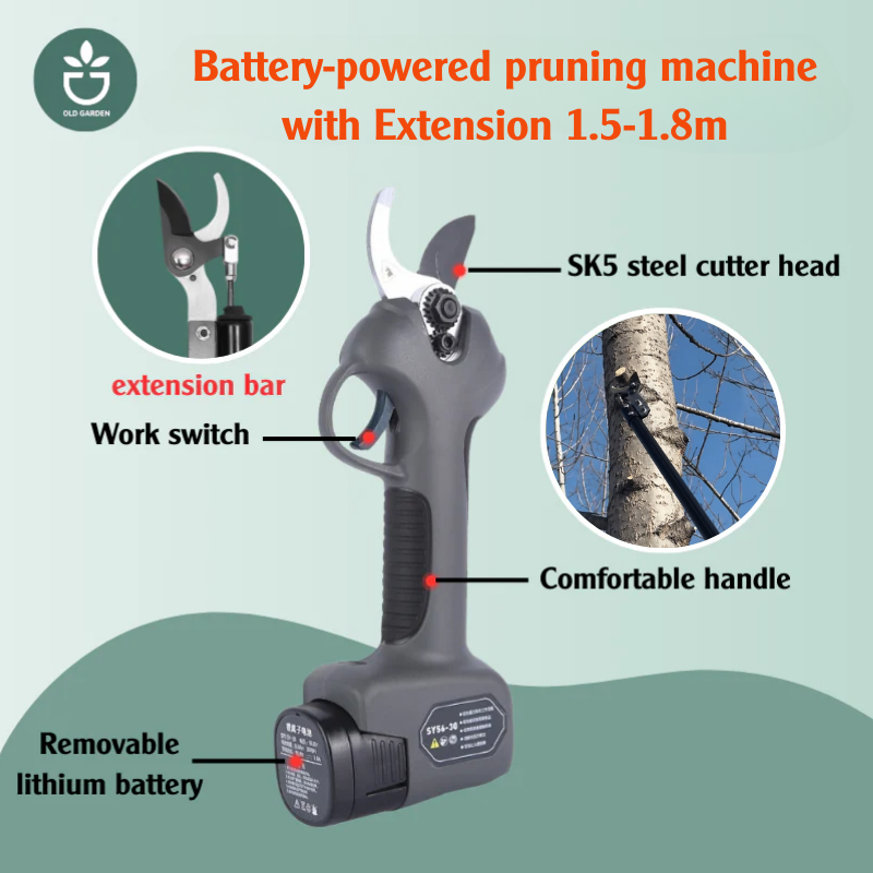 Battery-powered pruning machine with Extension 1.5-1.8m