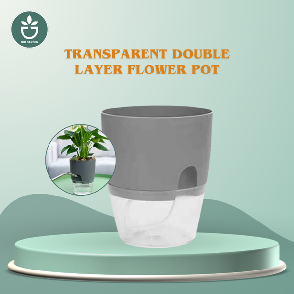 Transparent Double Layer Flower Pot S / White