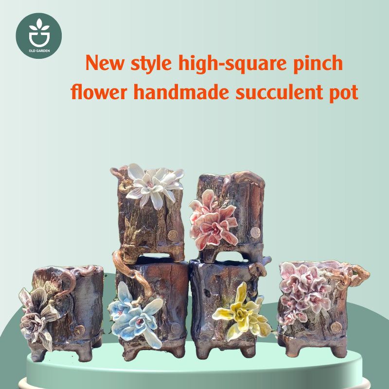 New style high-square pinch flower handmade succulent pot