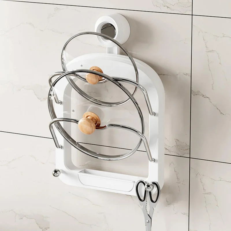 Wall-Mounted Pot Lid & Pan Organizer