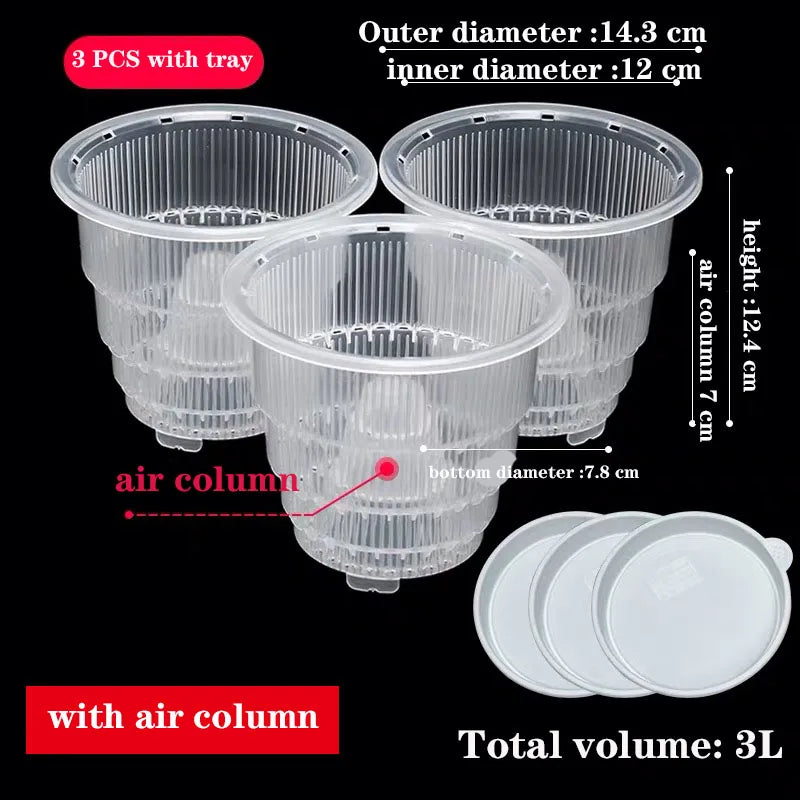 transparent plastic plant pots Clear Orchid Pots with Holes and Saucers