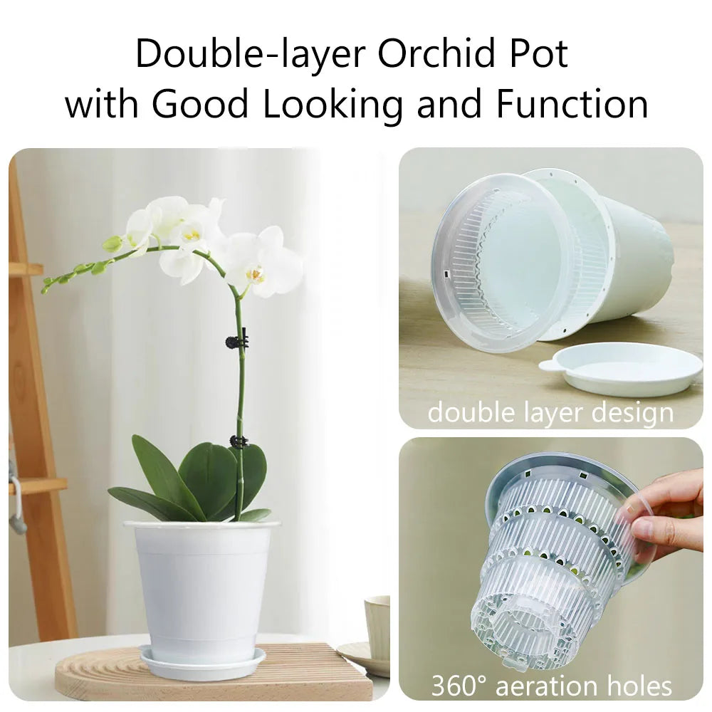 4" Clear Orchid Pots | Double Layer with Holes