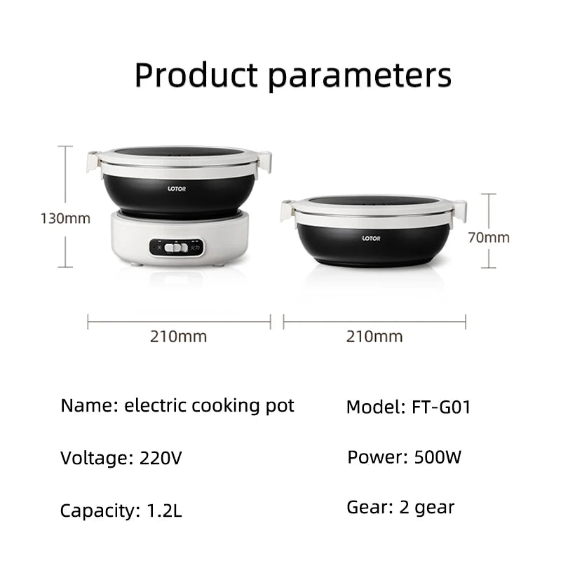 1.2L Portable Electric Cooker, 500W Travel Hot Pot