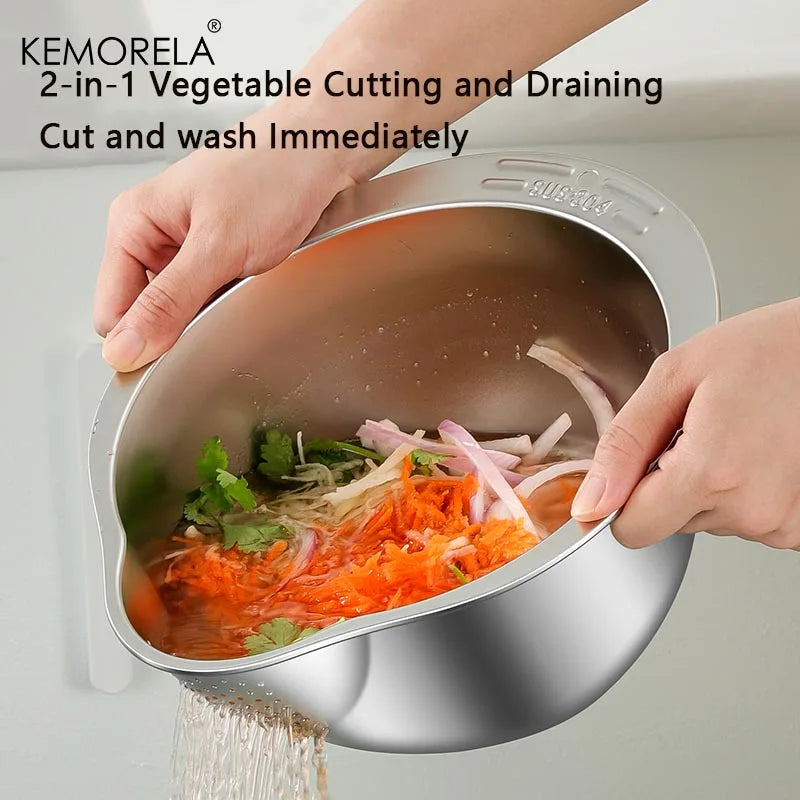 Wash and Cut Vegetable Drain Bowl Stainless Steel 304