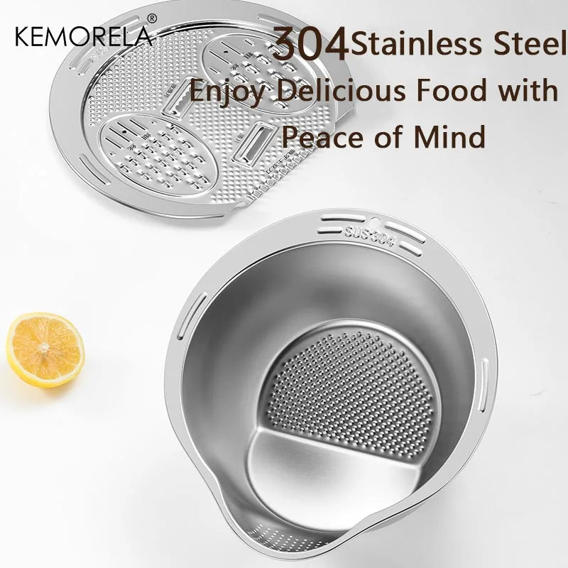 Wash and Cut Vegetable Drain Bowl Stainless Steel 304