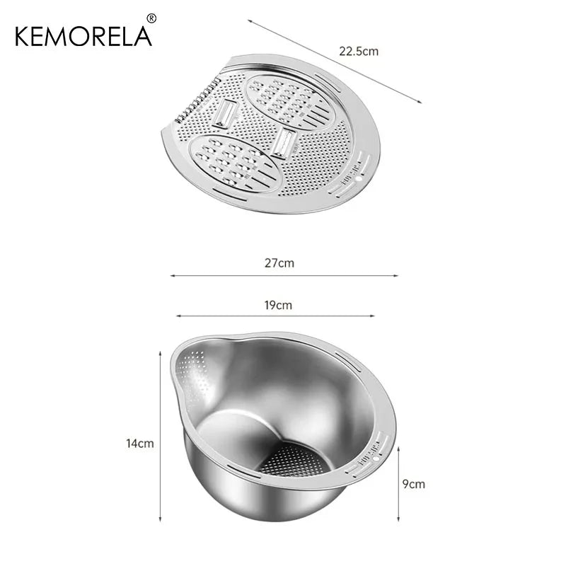 Wash and Cut Vegetable Drain Bowl Stainless Steel 304