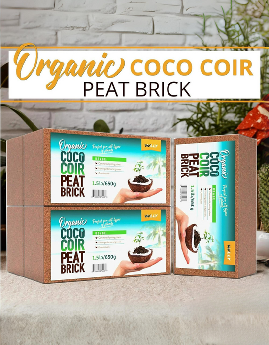 Compressed Coco Coir, 5 Pack Organic Coconut Coir, 1.4 Lbs Coco Coir Brick, Coconut Soil with Low EC & pH Balance, Coco Fiber for Herbs & Flowers, High Expansion, Renewable Coconut Soil for Planting