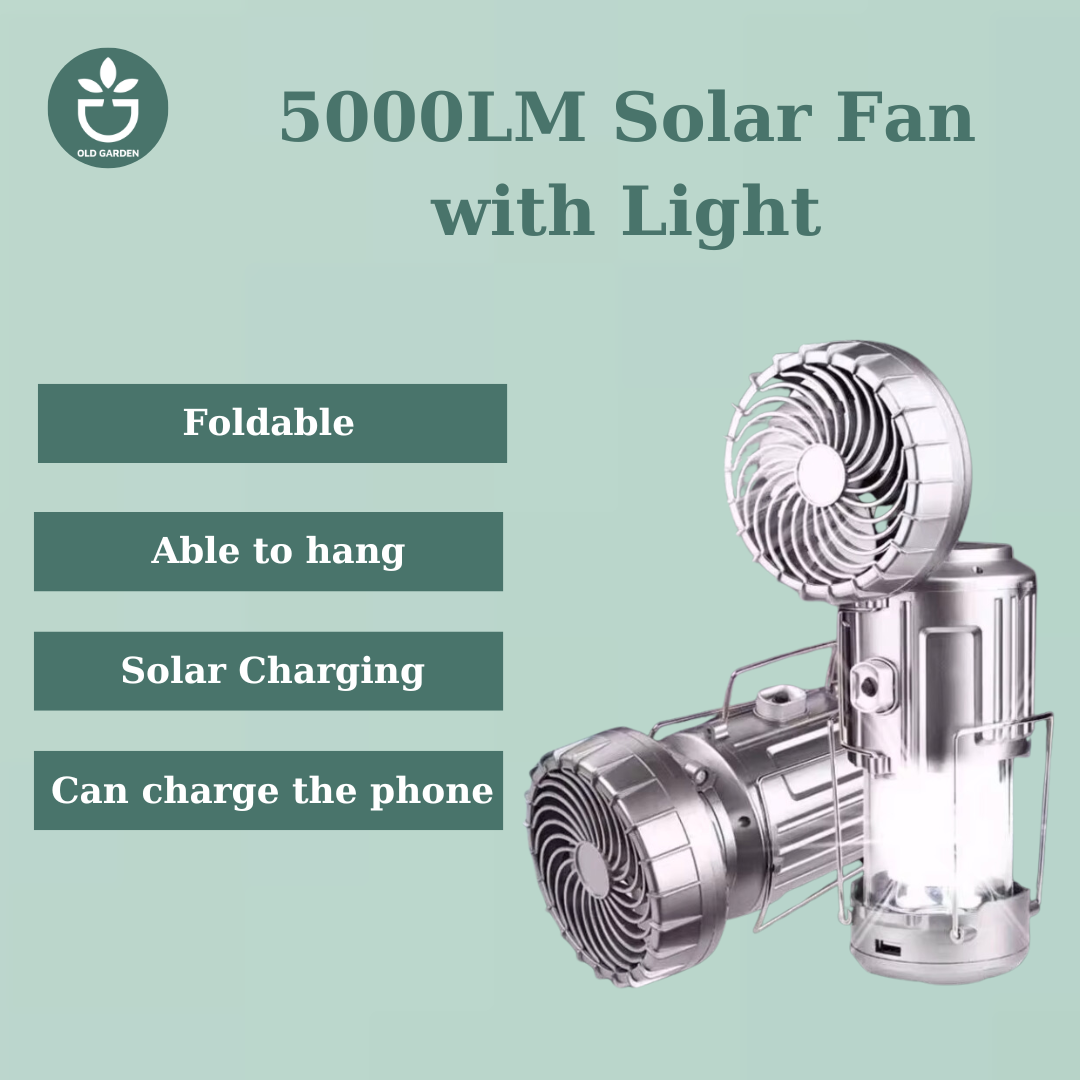 5000LM Solar Fan with Light