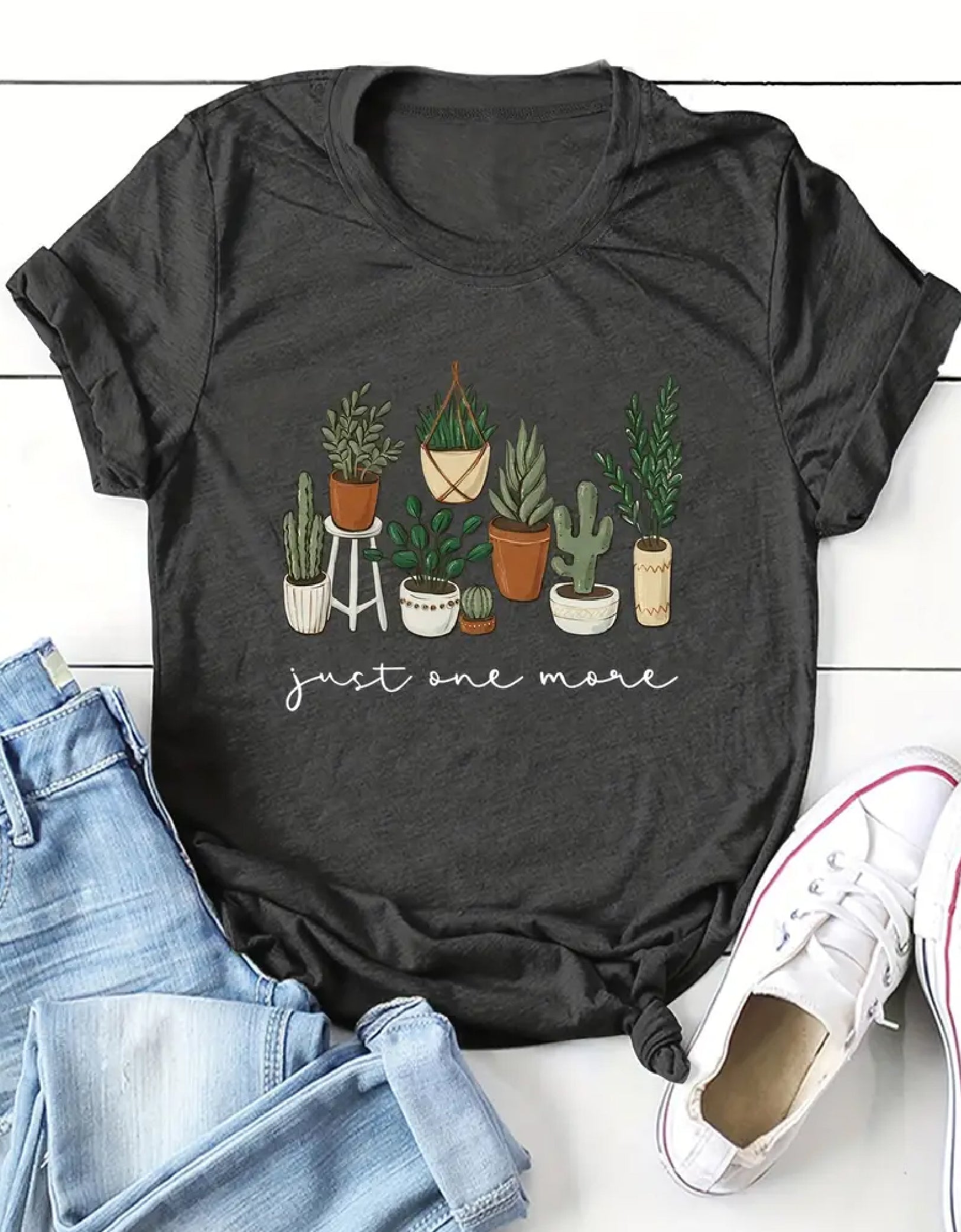 Cactus & Letter Print T-Shirt