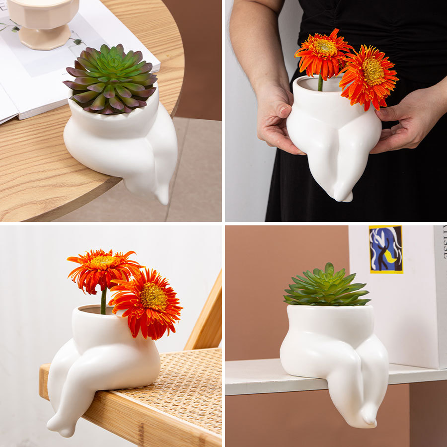 Cute Abstract Body Art Ceramic Vase