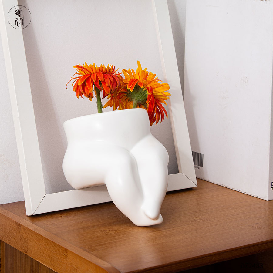 Cute Abstract Body Art Ceramic Vase