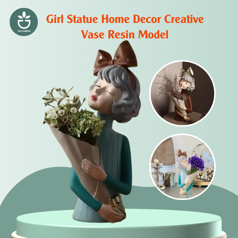Girl Statue Home Decor Creative Vase Resin Model